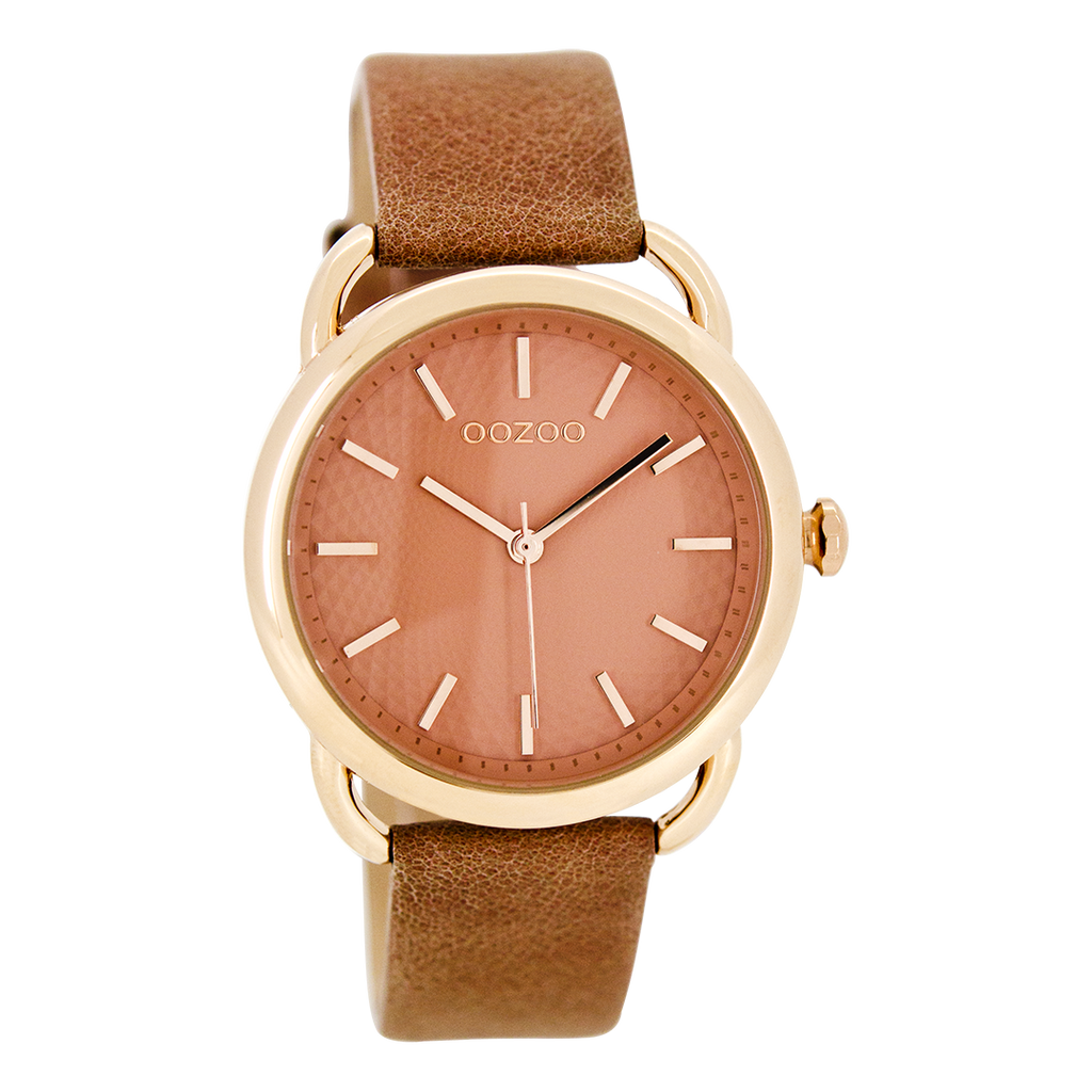 Rosé goudkleurige OOZOO horloge met zacht roze leren band - C8718
