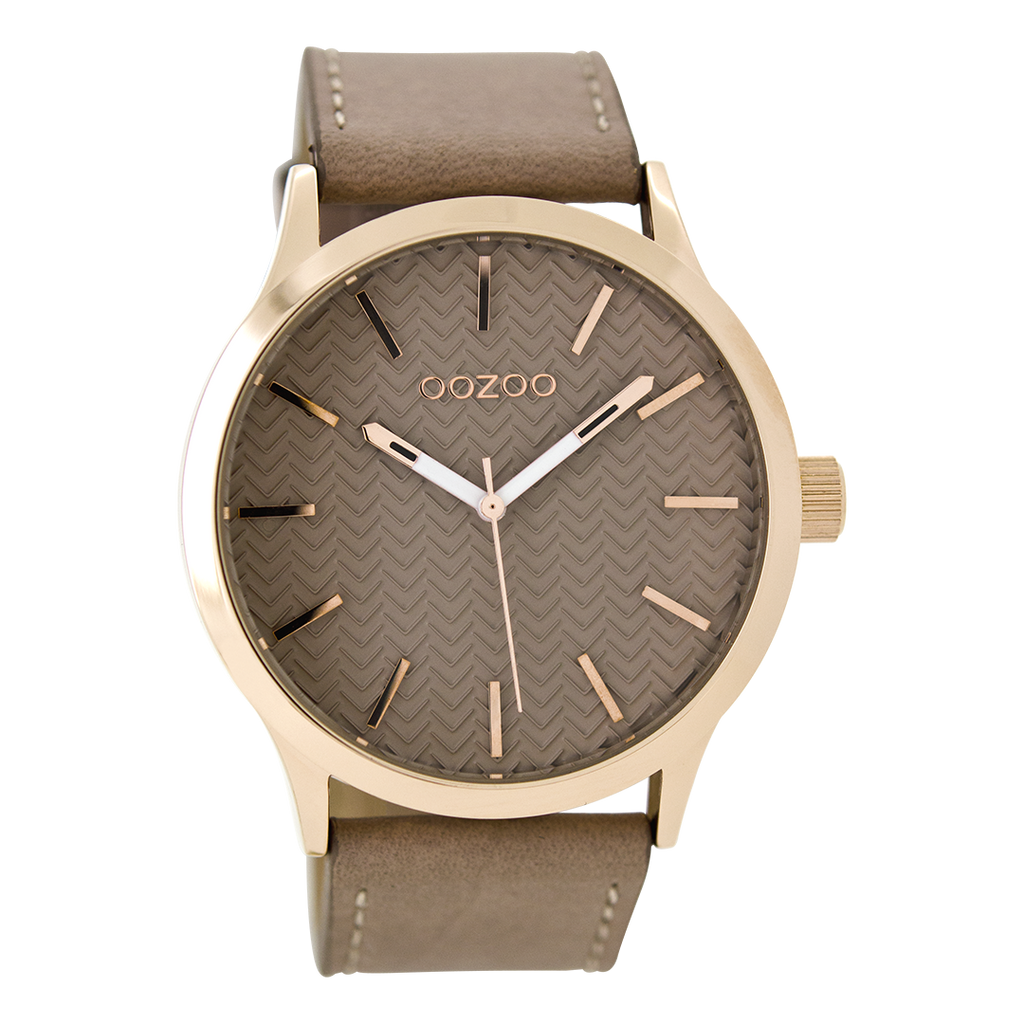 Rosé goudkleurige OOZOO horloge met oud roze leren band - C9016