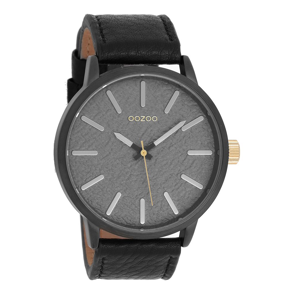 Black OOZOO watch with leather strap - C9028