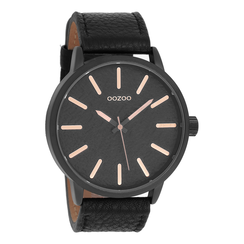 Black OOZOO watch with leather strap - C9029