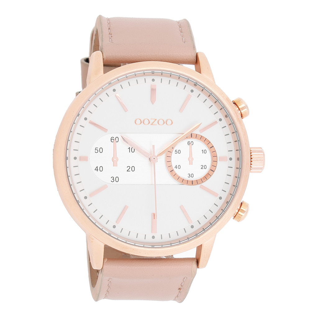 Rose gold coloured OOZOO watch with powder pink leather strap - C9056