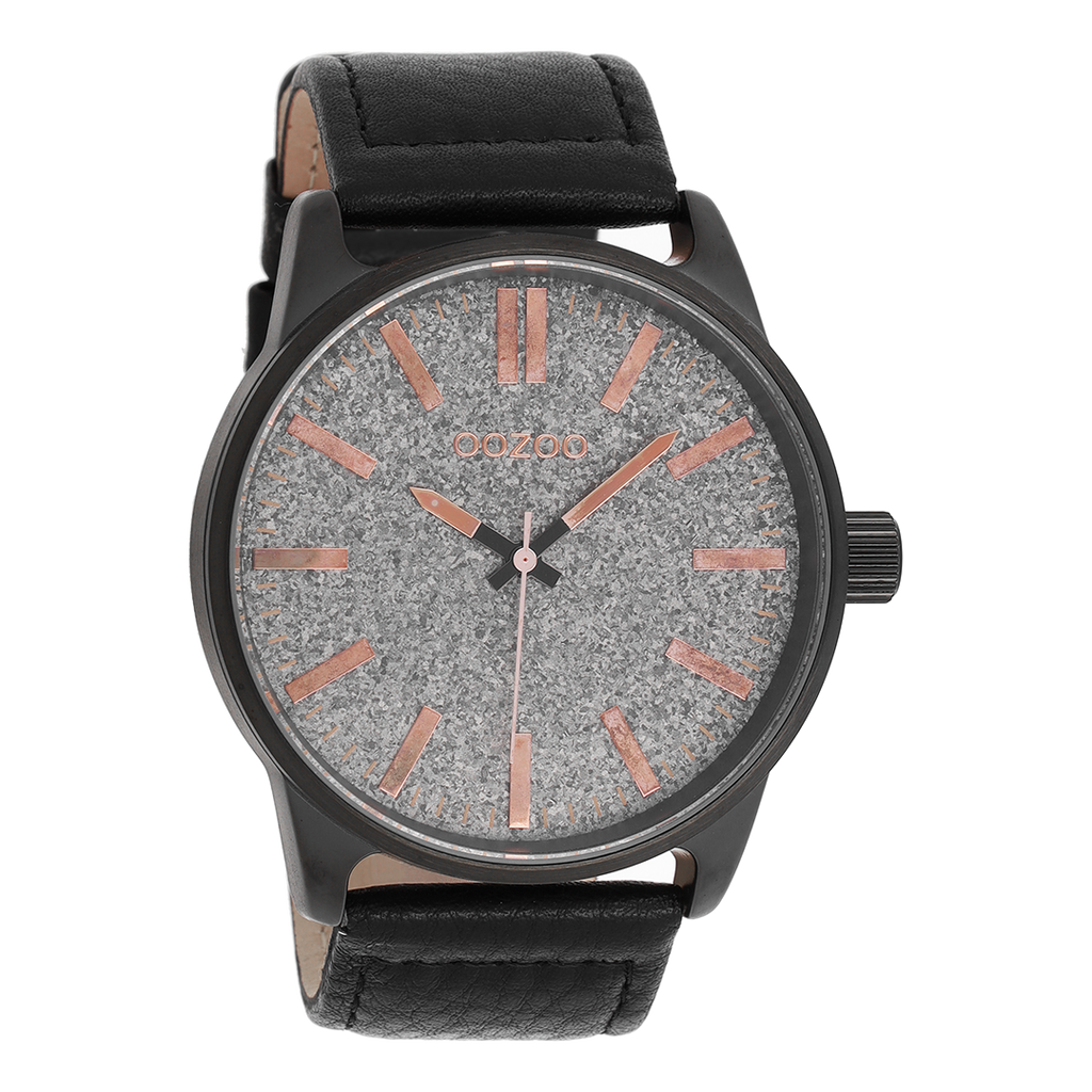 Black OOZOO watch with leather strap - C9063