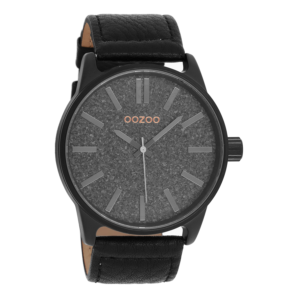 Black OOZOO watch with leather strap - C9064