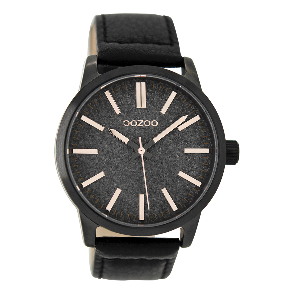 Black OOZOO watch with leather strap - C9068