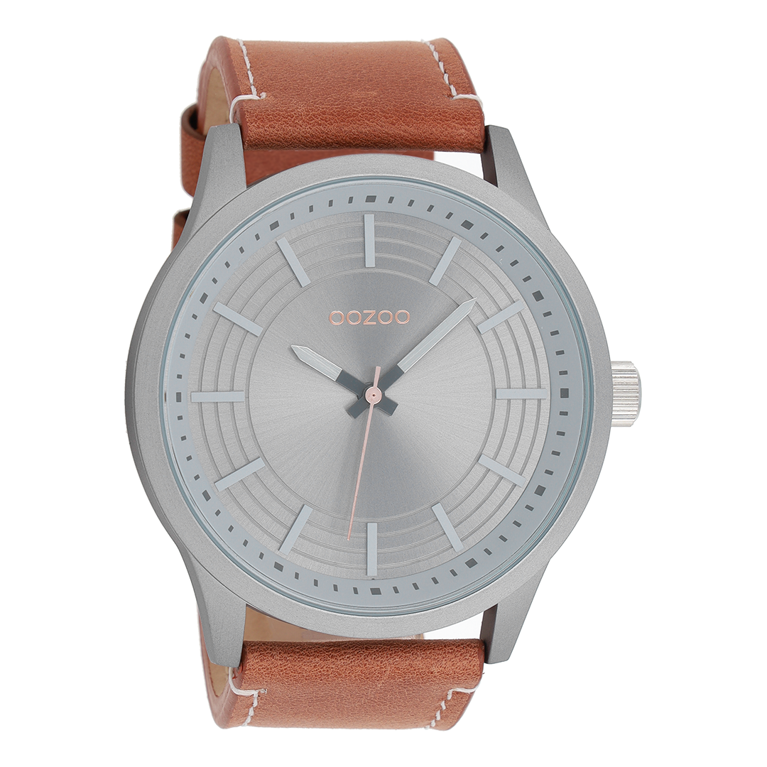 Titanium OOZOO watch with cognac leather strap - C9076