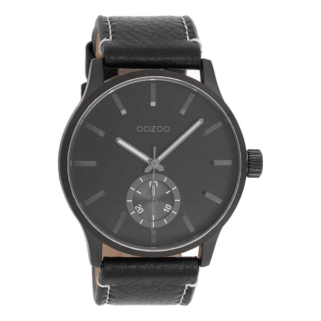 Black OOZOO watch with leather strap - C9084