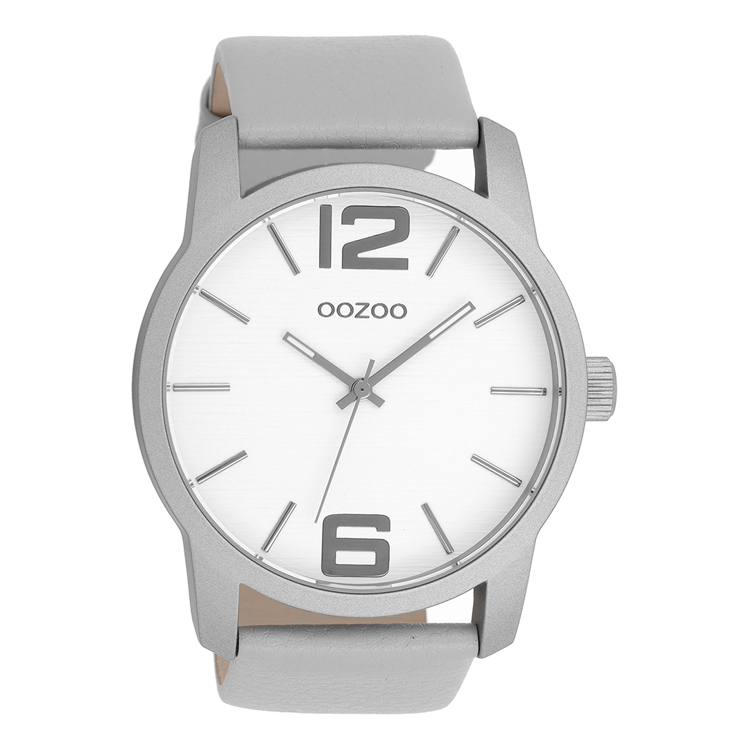 Stone grey OOZOO watch with leather strap - C9085