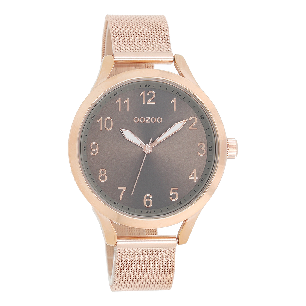 Rosé goudkleurige OOZOO horloge met metalen mesh armband - C9117