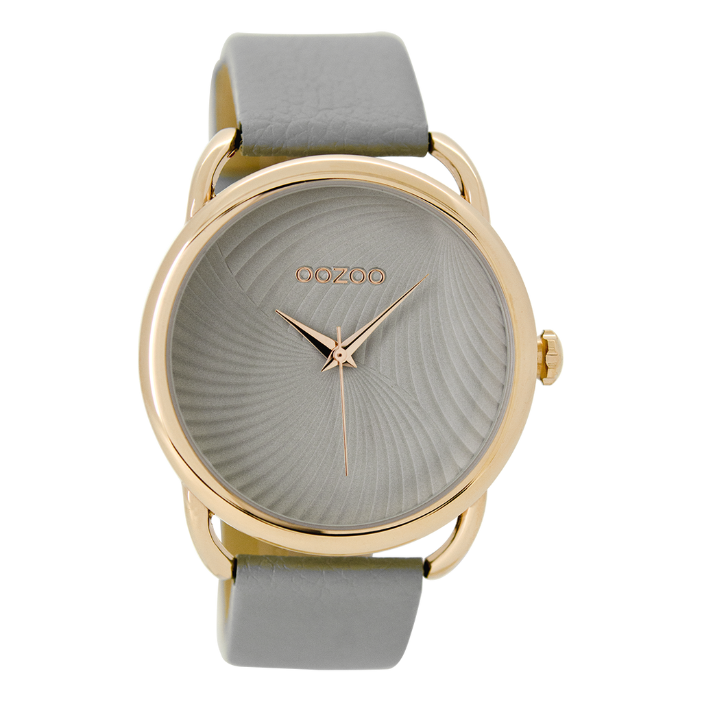 Rose gold coloured OOZOO watch with stone grey leather strap - C9160