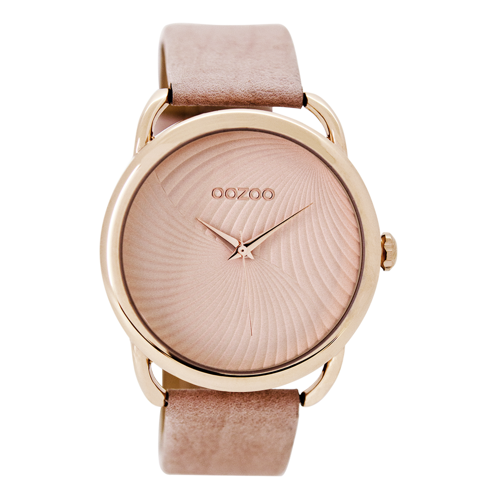 Rose gold coloured OOZOO watch with pink grey leather strap - C9161