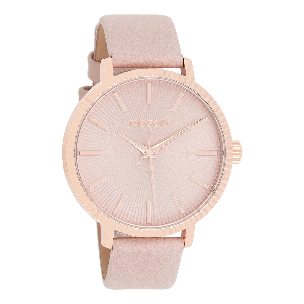 Rose gold coloured OOZOO watch with powder pink leather strap - C9196