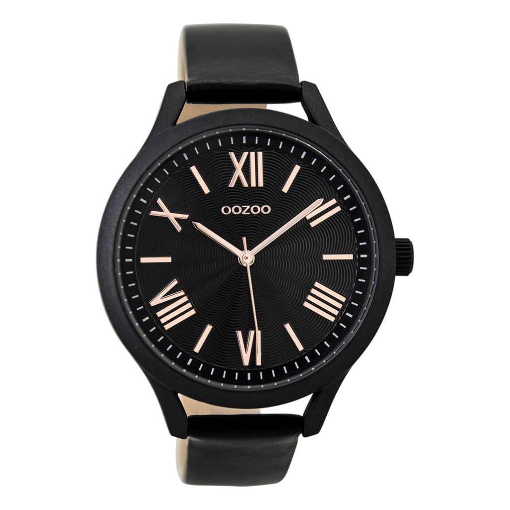 Black OOZOO watch with leather strap - C9479