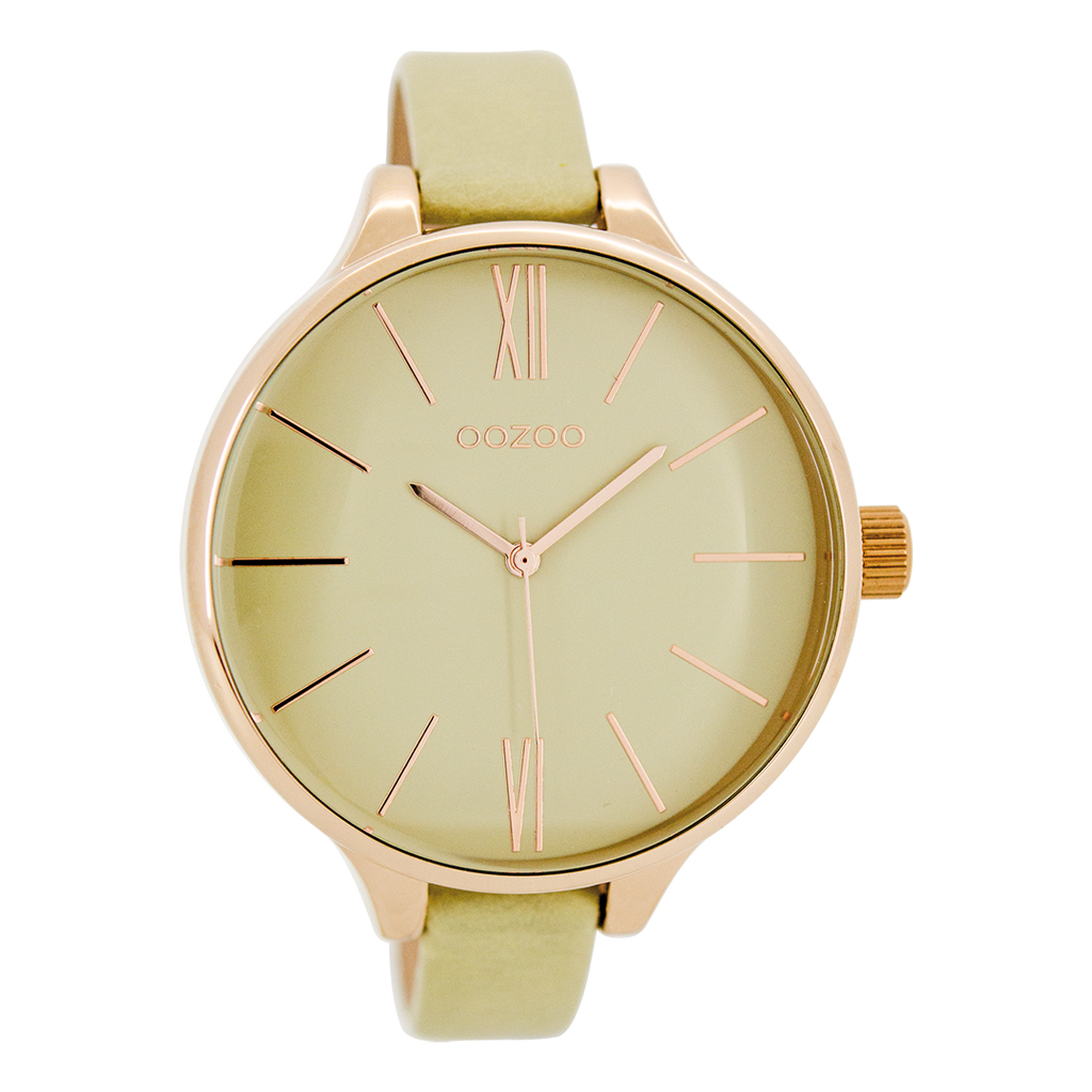 Rosé goudkleurige OOZOO horloge met zand leren band - C9541