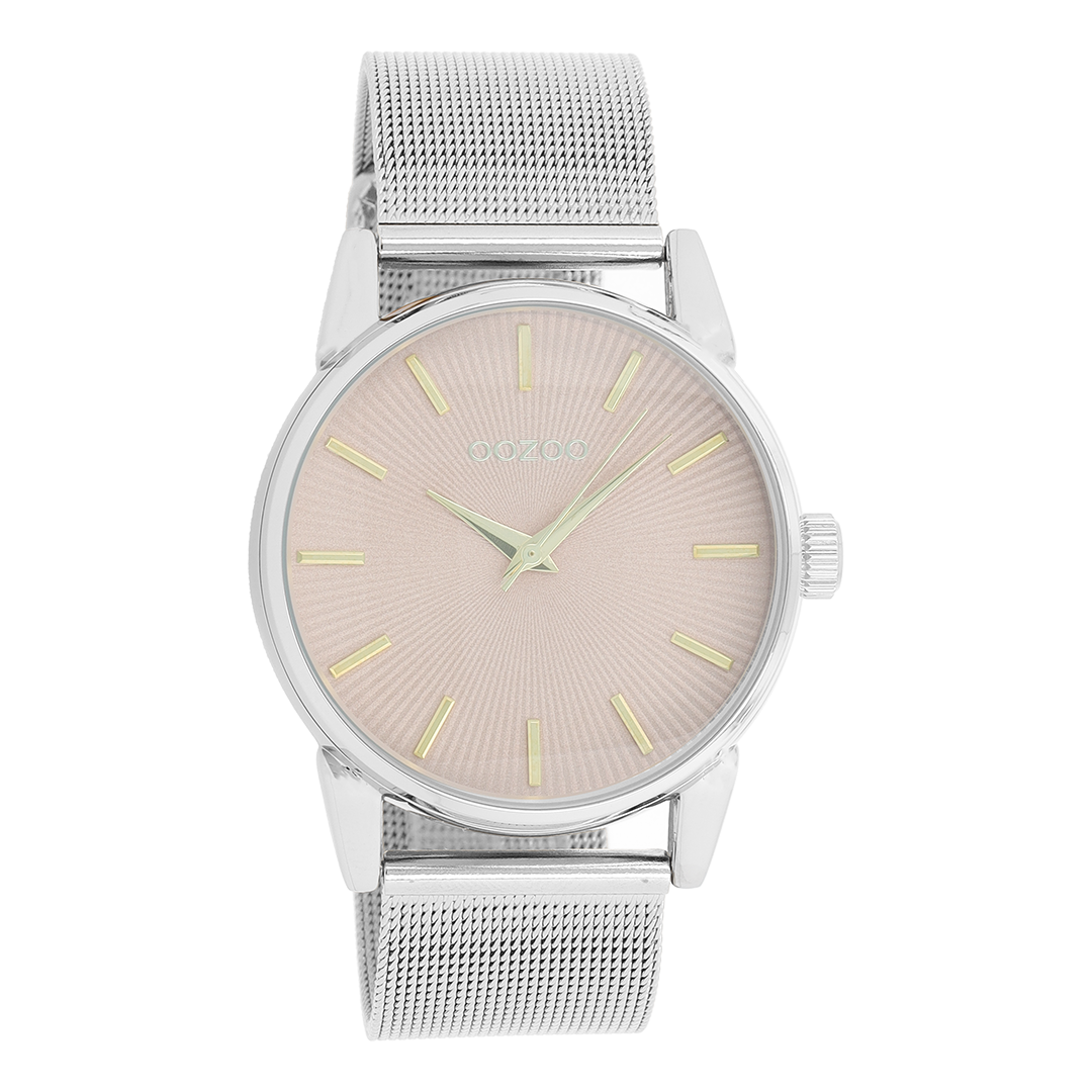 OOZOO Montre en couleur argent avec bracelet en mesh en couleur argent - C9545