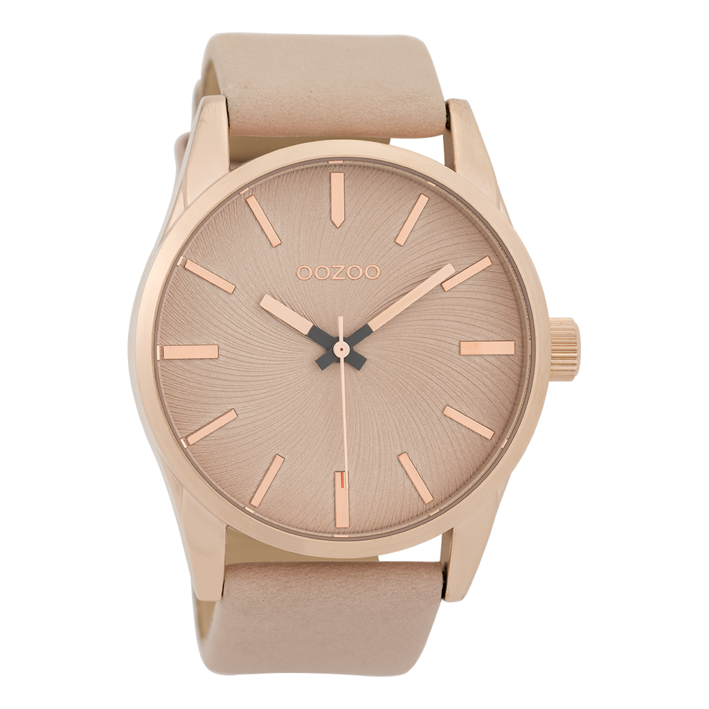Rose gold coloured OOZOO watch with pink grey leather strap - C9626