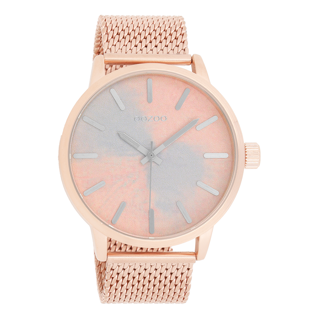 Rosé goudkleurige OOZOO horloge met metalen mesh armband - C9658