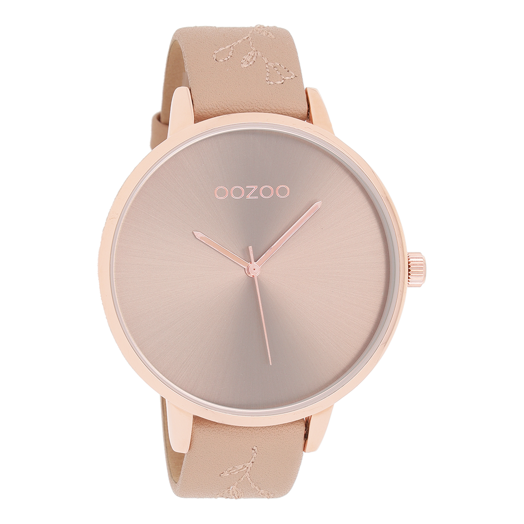 Rosé goudkleurige OOZOO horloge met poeder roze leren band - C9717
