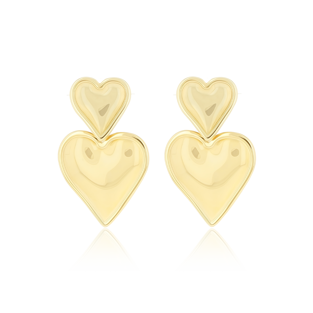 Gold coloured earrings with hearts
