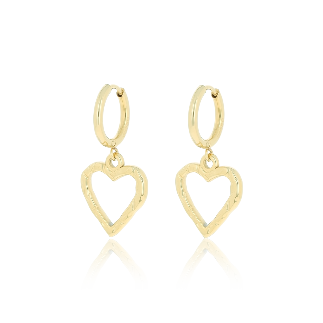 Gold coloured earrings with heart