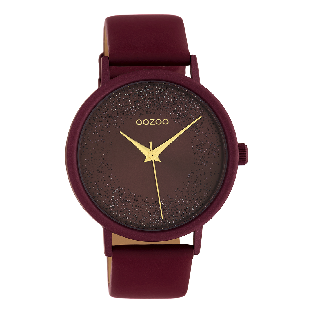 Biking rode OOZOO horloge met leren band - C10584