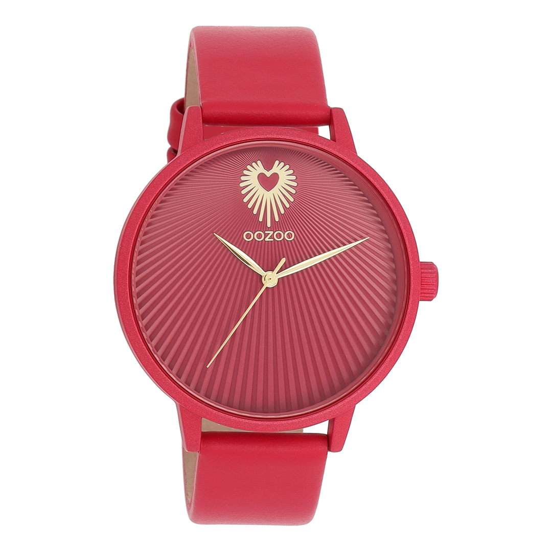 Viva magenta OOZOO horloge met leren band - C11247