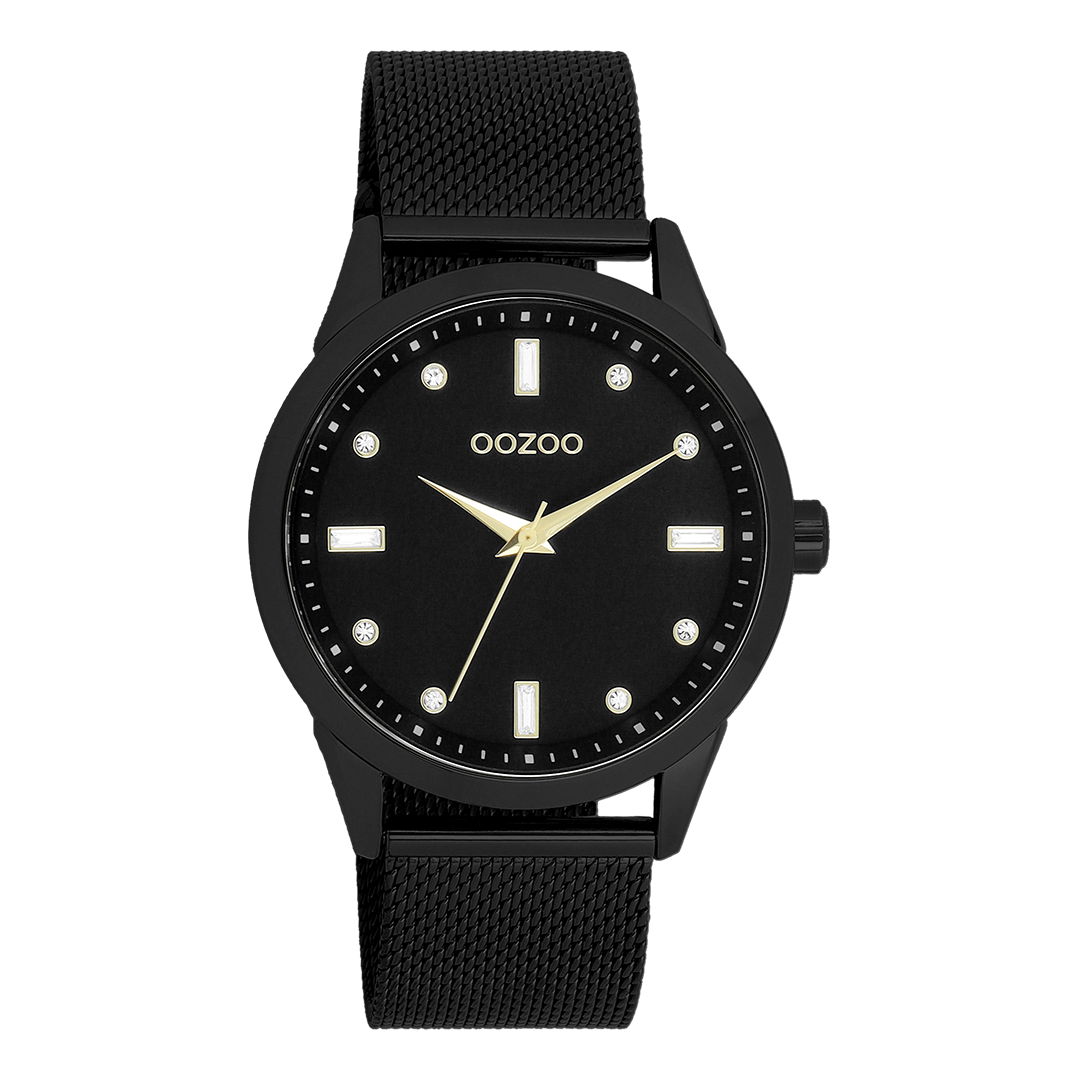 Zwarte OOZOO horloge met metalen mesh armband - C11284