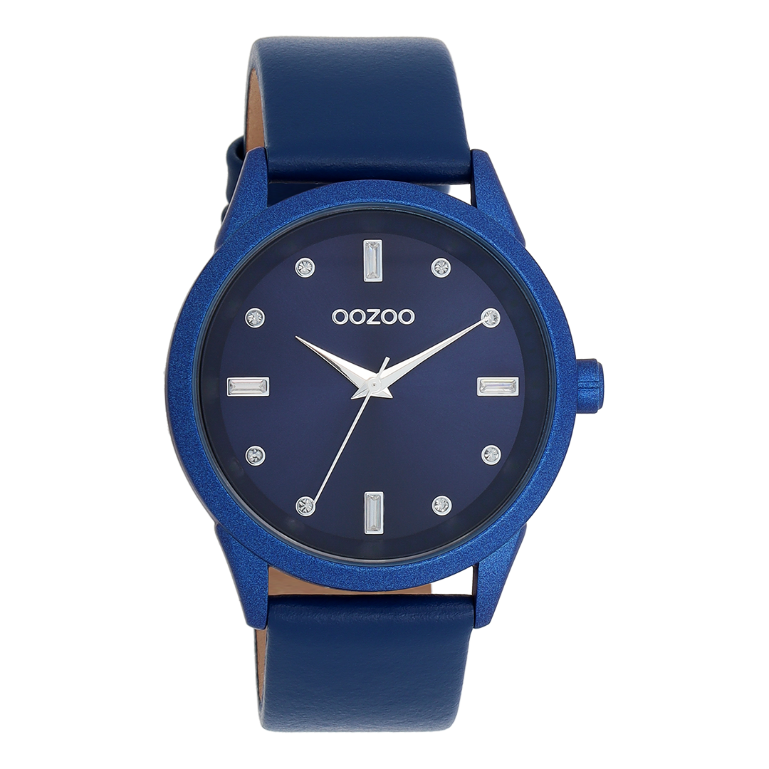 Blue OOZOO watch with leather strap - C11288