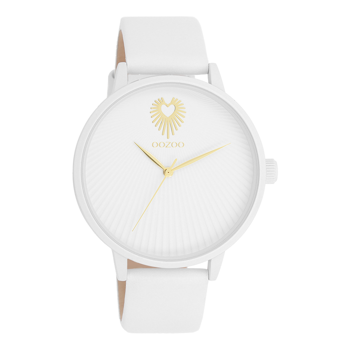 oozoo Witte OOZOO horloge met leren band C11343 Winkel Horloges