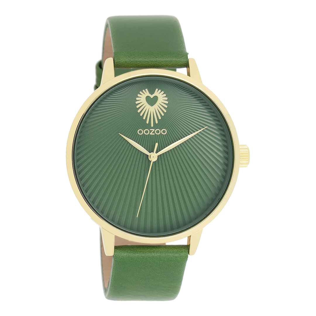 OOZOO Timepieces C11344 goudkleurige horloge groene band