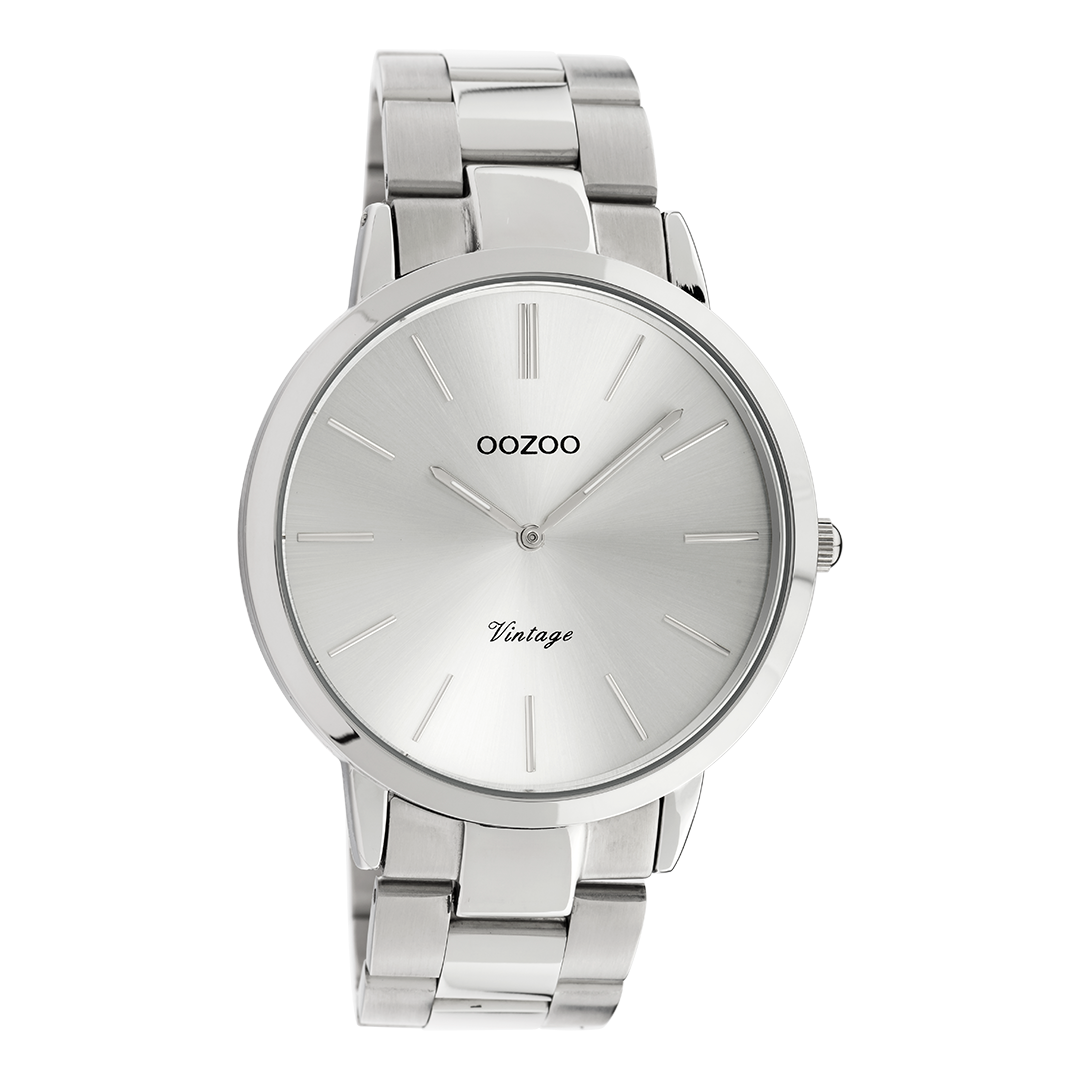 Zilverkleurige OOZOO horloge met roestvrijstalen armband - C20100