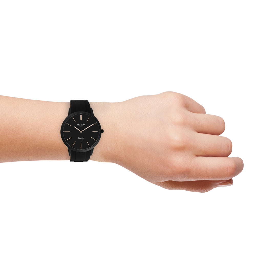 Oozoo Herenhorloge met lederen band 45 MM zwart/donkergrijs/zwart C10014 Oozoo Herenhorloge met lederen band 45 MM zwart/donkergrijs/zwart C10014