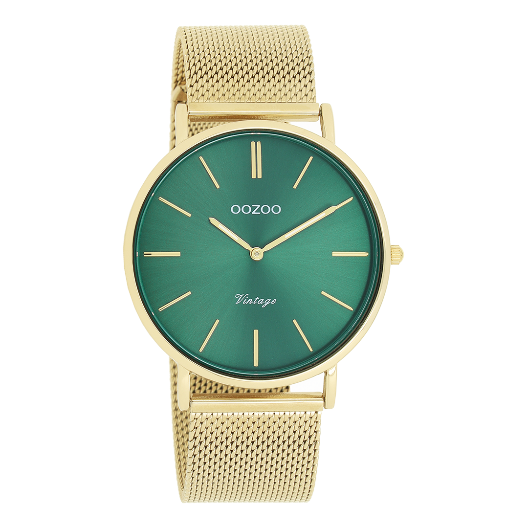 Goudkleurige OOZOO horloge met goudkleurige metalen mesh armband C20294