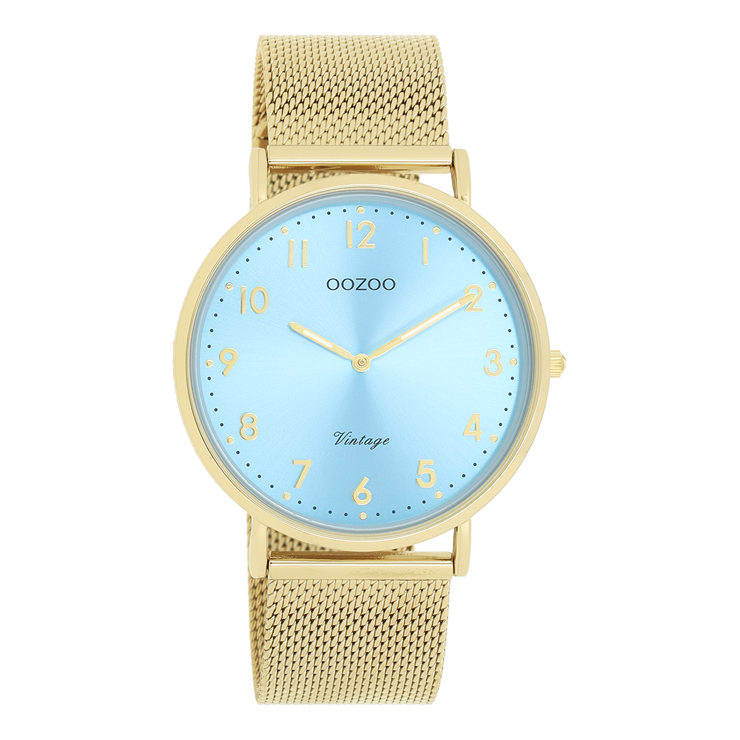 OOZOO Montre en couleur or avec bracelet en mesh en couleur or - C20343