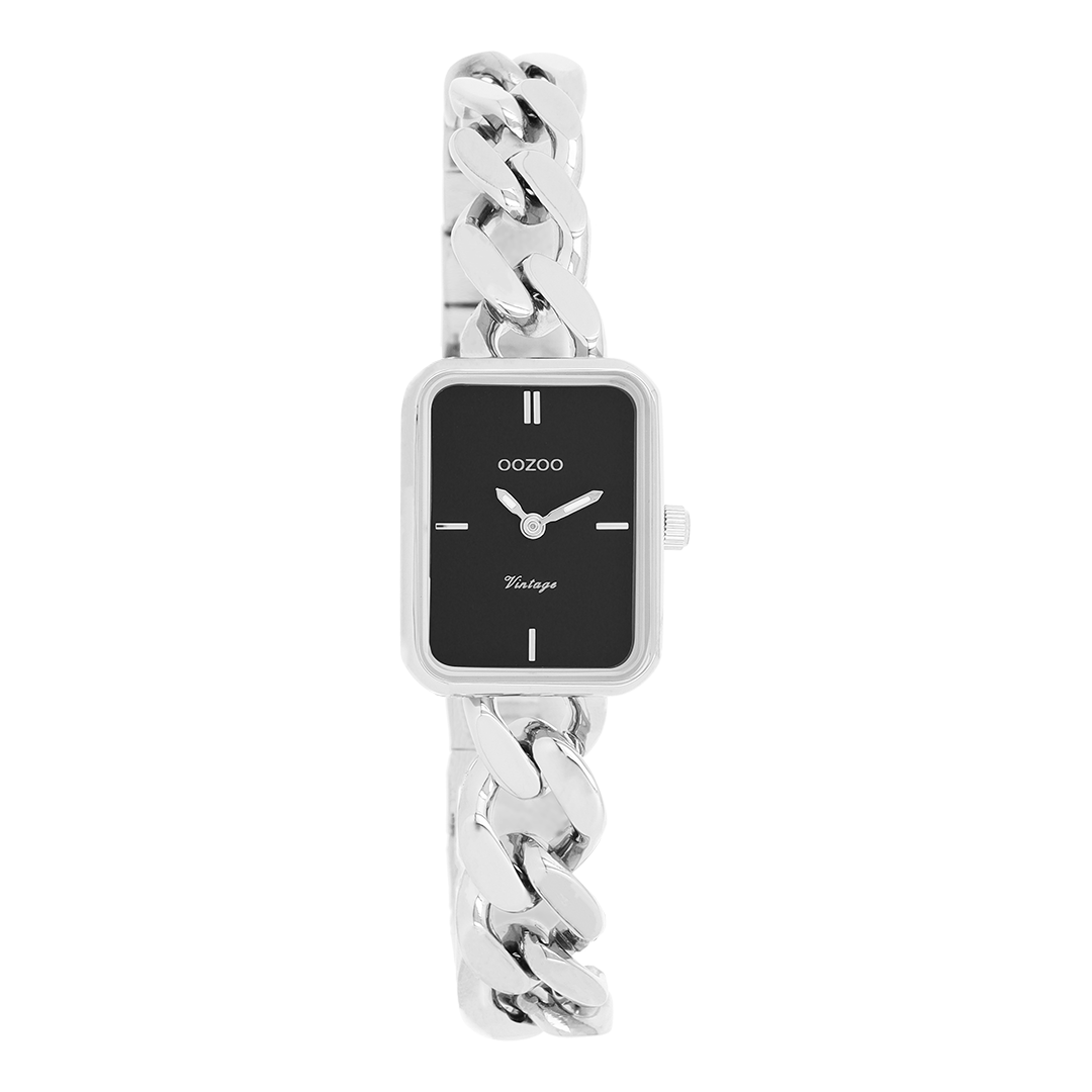 Zilverkleurige OOZOO horloge met grove schakelarmband - C20361