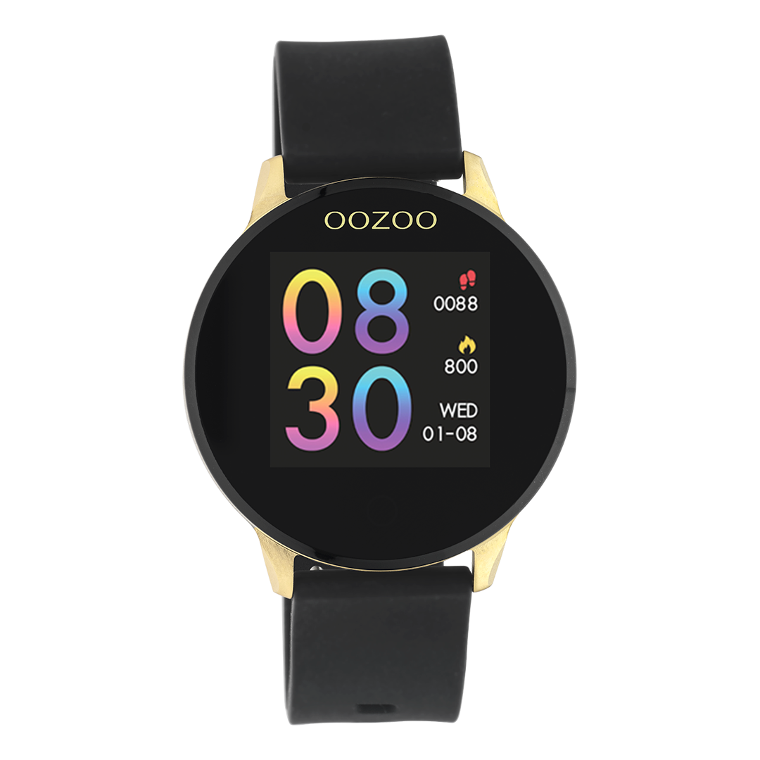 OOZOO Smartwatches Q00120 goudkleurige horloge zwarte band