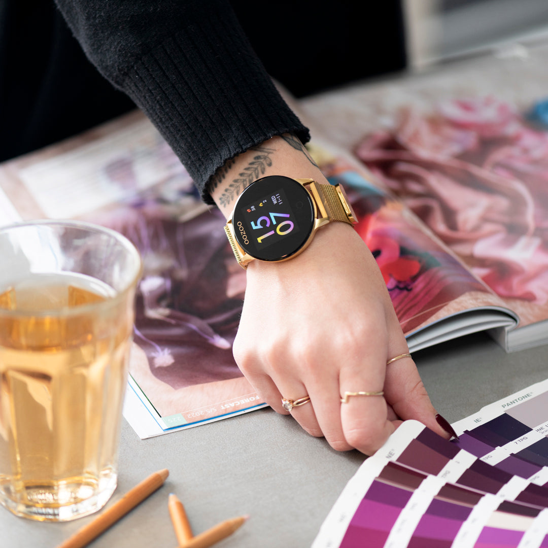 OOZOO Smartwatches Q00121 goudkleurige horloge goudkleurige band