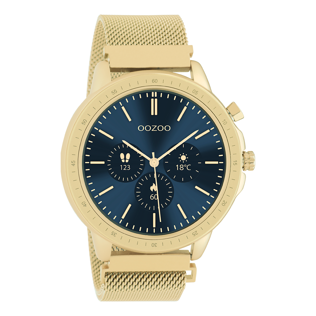 Color dorado OOZOO Smartwatch con brazalete de malla de metal de color dorado - Q00306