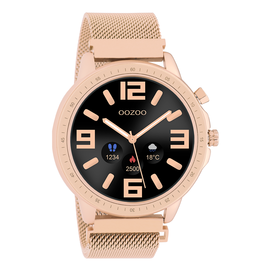 Color de oro rosa OOZOO Smartwatch con brazalete de malla de metal de color oro rosa - Q00307