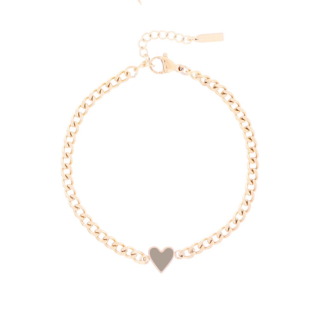 Ros kleurige armband ketting set met groot hart